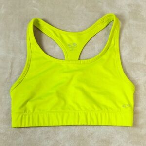 Champion Neon Yellow Racerback Sports Bra with Moisture-Wicking Fabric